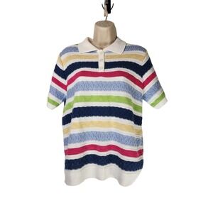 Grandmacore short sleeve Jumper womens‎ Sz S Preppy Coastal Grandma Sweater